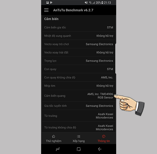 Thông tin cảm biến